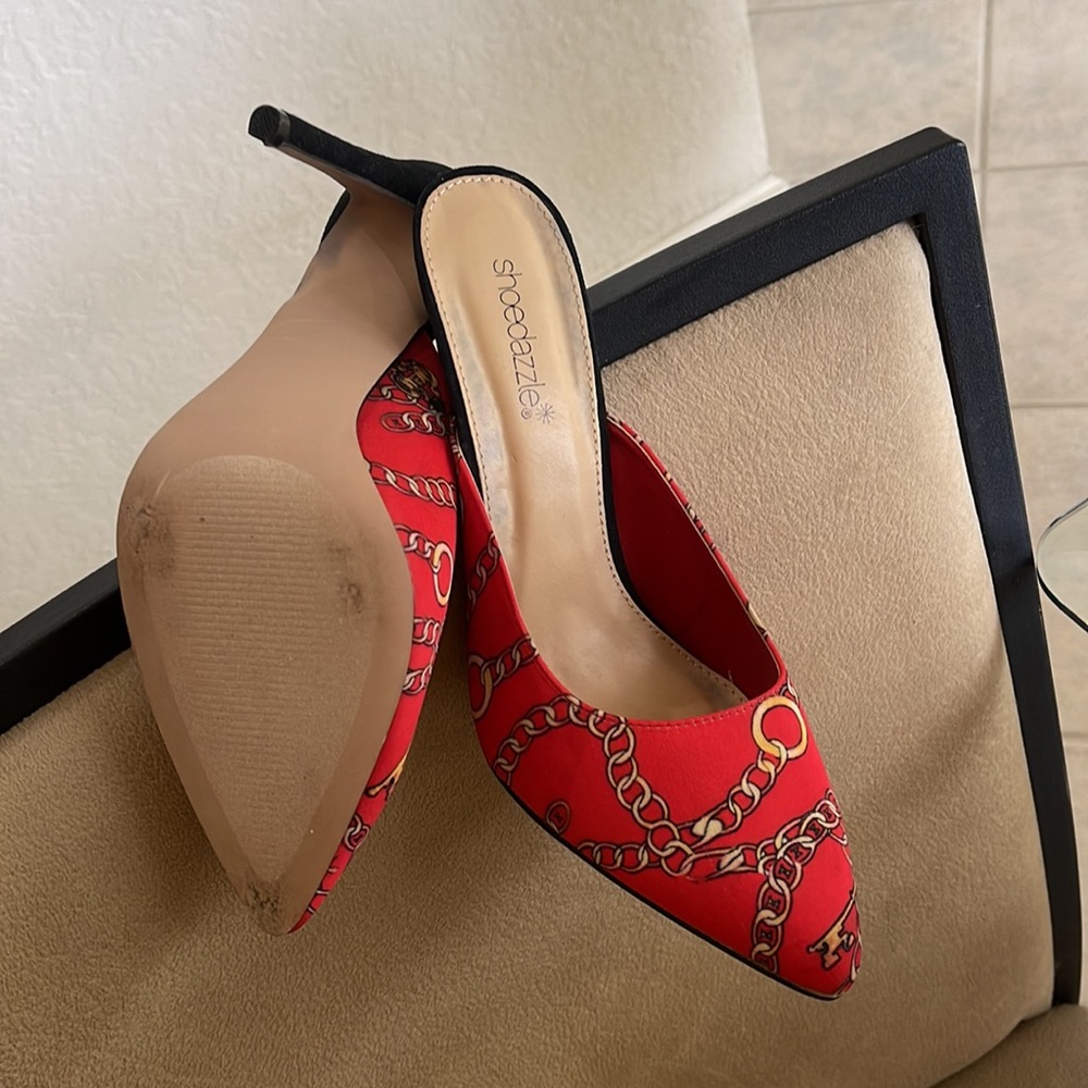 Red backless heels - Picture 3 of 4
